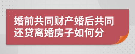 婚前共同财产婚后共同还贷离婚房子如何分