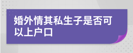 婚外情其私生子是否可以上户口