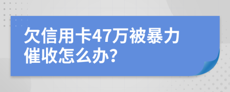 欠信用卡47万被暴力催收怎么办？