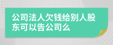 公司法人欠钱给别人股东可以告公司么