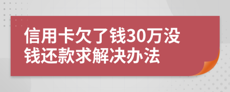 信用卡欠了钱30万没钱还款求解决办法