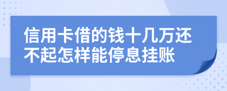 信用卡借的钱十几万还不起怎样能停息挂账