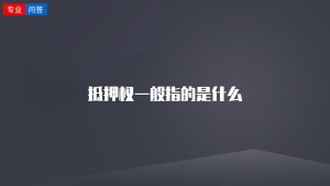 抵押权一般指的是什么