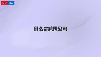 什么是跨国公司