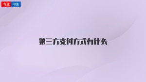 第三方支付方式有什么