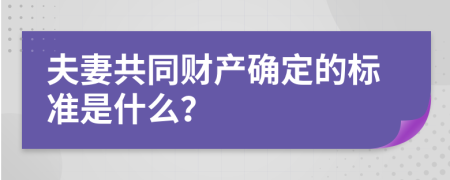 夫妻共同财产确定的标准是什么？