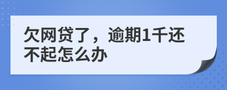 欠网贷了，逾期1千还不起怎么办