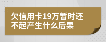 欠信用卡19万暂时还不起产生什么后果