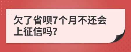 欠了省呗7个月不还会上征信吗？