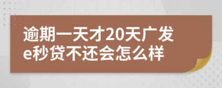 逾期一天才20天广发e秒贷不还会怎么样