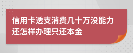 信用卡透支消费几十万没能力还怎样办理只还本金