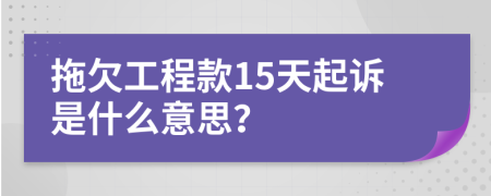 拖欠工程款15天起诉是什么意思？