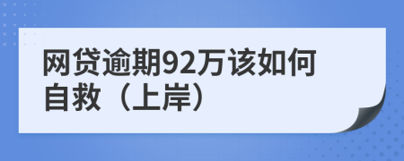 网贷逾期92万该如何自救（上岸）