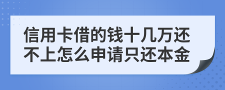 信用卡借的钱十几万还不上怎么申请只还本金