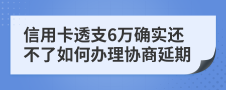 信用卡透支6万确实还不了如何办理协商延期