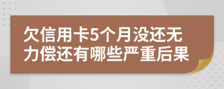 欠信用卡5个月没还无力偿还有哪些严重后果