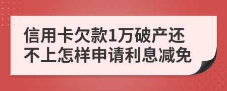 信用卡欠款1万破产还不上怎样申请利息减免