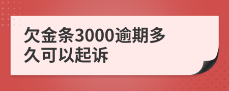 欠金条3000逾期多久可以起诉