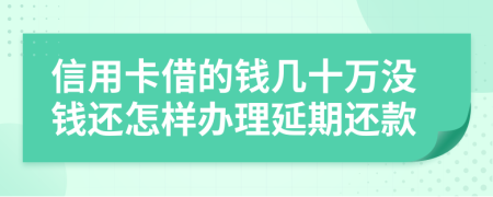 信用卡借的钱几十万没钱还怎样办理延期还款
