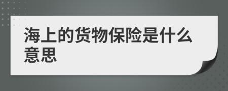 海上的货物保险是什么意思