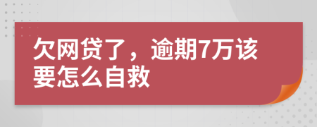 欠网贷了，逾期7万该要怎么自救