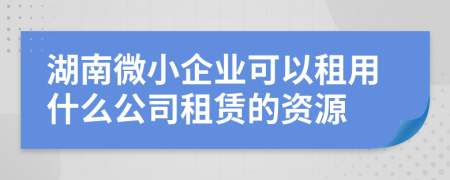 湖南微小企业可以租用什么公司租赁的资源