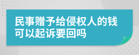 民事赠予给侵权人的钱可以起诉要回吗