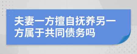 夫妻一方擅自抚养另一方属于共同债务吗