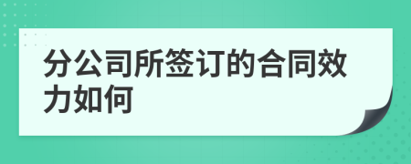 分公司所签订的合同效力如何