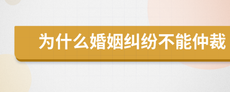 为什么婚姻纠纷不能仲裁