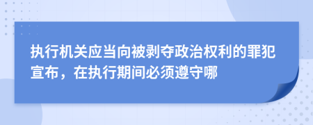 执行机关应当向被剥夺政治权利的罪犯宣布，在执行期间必须遵守哪