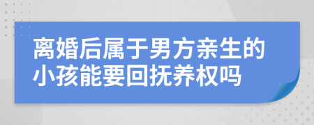 离婚后属于男方亲生的小孩能要回抚养权吗