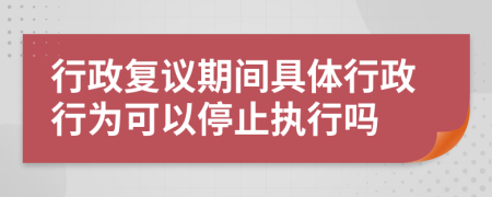 行政复议期间具体行政行为可以停止执行吗