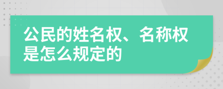 公民的姓名权、名称权是怎么规定的