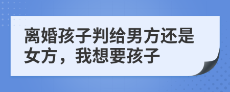 离婚孩子判给男方还是女方，我想要孩子