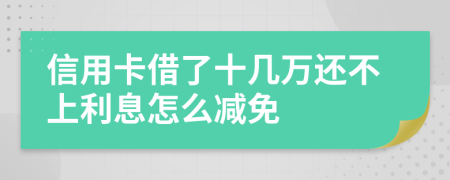 信用卡借了十几万还不上利息怎么减免