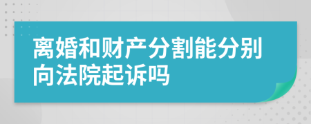 离婚和财产分割能分别向法院起诉吗