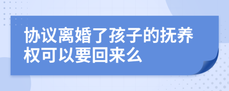 协议离婚了孩子的抚养权可以要回来么