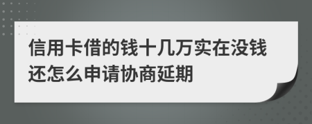 信用卡借的钱十几万实在没钱还怎么申请协商延期