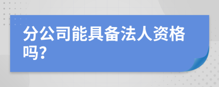 分公司能具备法人资格吗？