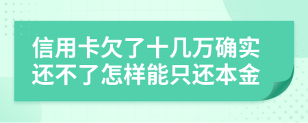 信用卡欠了十几万确实还不了怎样能只还本金