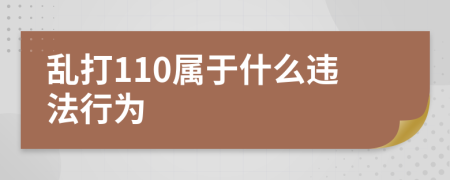 乱打110属于什么违法行为