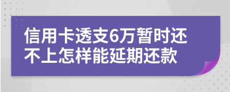 信用卡透支6万暂时还不上怎样能延期还款