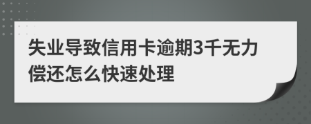 失业导致信用卡逾期3千无力偿还怎么快速处理