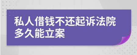 私人借钱不还起诉法院多久能立案