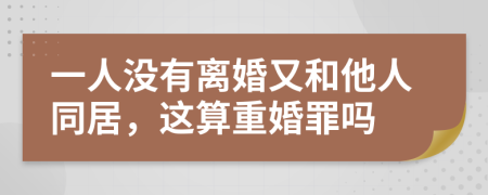 一人没有离婚又和他人同居，这算重婚罪吗