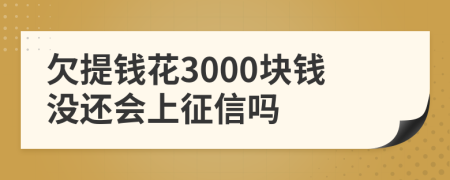 欠提钱花3000块钱没还会上征信吗