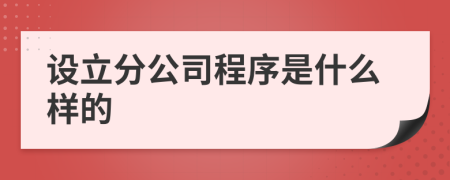 设立分公司程序是什么样的