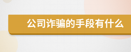 公司诈骗的手段有什么
