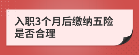 入职3个月后缴纳五险是否合理